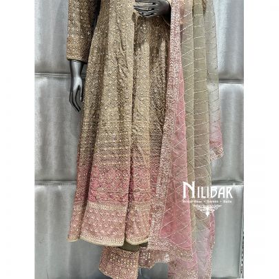 Mehandi Green Georgette Calf Length Anarkali Suit