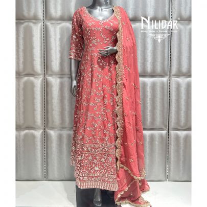 Onion Pink Georgette Anarkali Suit