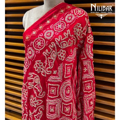 Hot Red Gaji Silk Dupatta