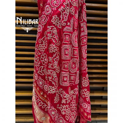 Hot Red Gaji Silk Dupatta