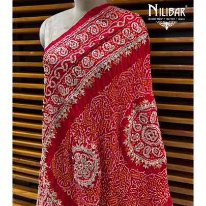 Hot Red Gaji Silk Dupatta