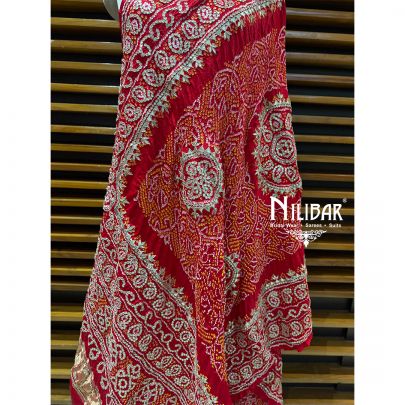 Hot Red Gaji Silk Dupatta
