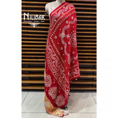Hot Red Gaji Silk Dupatta