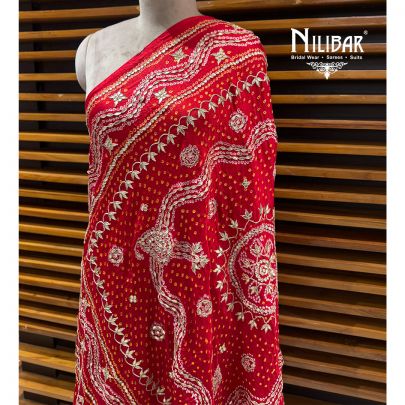 Hot Red Gaji Silk Dupatta