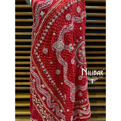 Hot Red Gaji Silk Dupatta