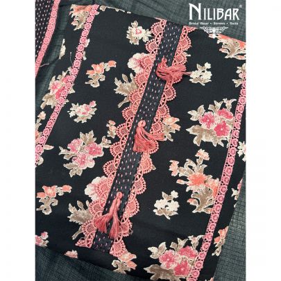 Black & Pink Cotton Printed Suit