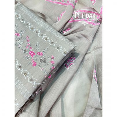 Slate Gray Cotton Unstitched Suit