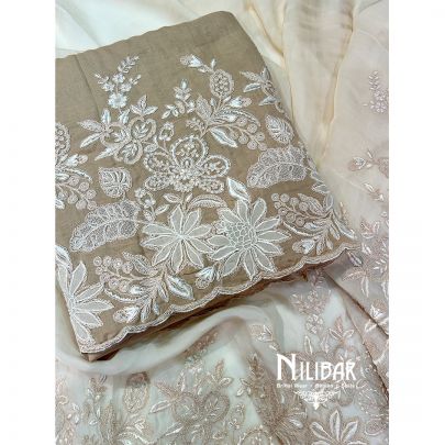 Beige Cotton Unstitched Suit