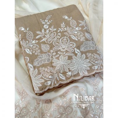 Beige Cotton Unstitched Suit