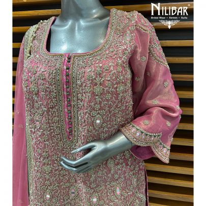 Pink Lamé Silk Garara Suit Set