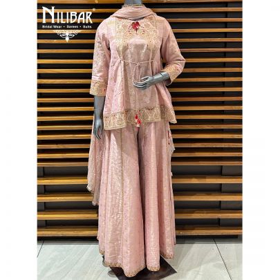 Light Pink Silk Chogha Style Suit Set