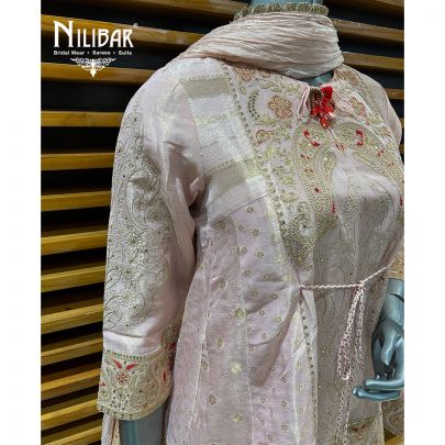Light Pink Silk Chogha Style Suit Set