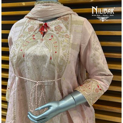 Light Pink Silk Chogha Style Suit Set