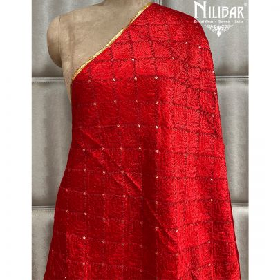 Bright Red Phulkari Dupatta