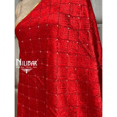 Bright Red Phulkari Dupatta