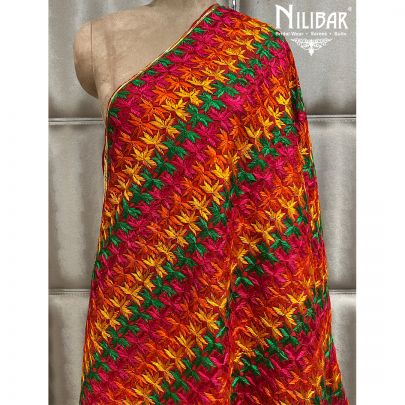Red Phulkari Dupatta