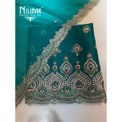 Sea Green Organza stunning unstitched embroidered suit