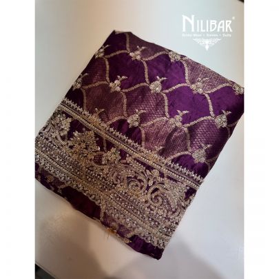 Purple Crepe stunning unstitched embroidered suit