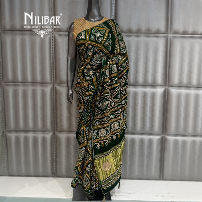 Green Silk Beautifully Embellished Bandhani Saree