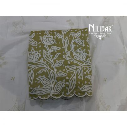 Cream & Pista Cotton Printed Unstitched Suit