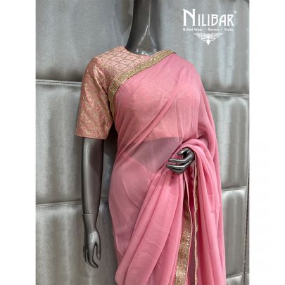 Blush Pink Georgette Saree