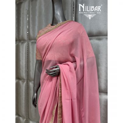 Blush Pink Georgette Saree