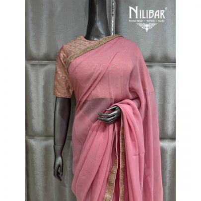 Blush Pink Georgette Saree