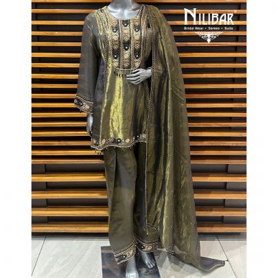 Metallic Green Lamé Silk Salwar Suit