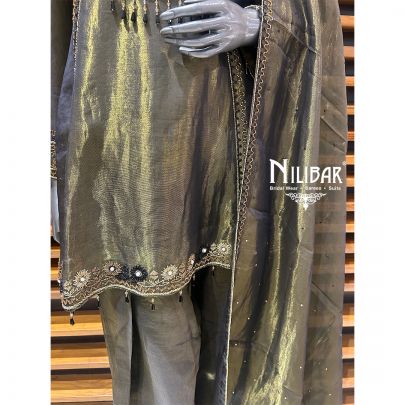 Metallic Green Lamé Silk Salwar Suit