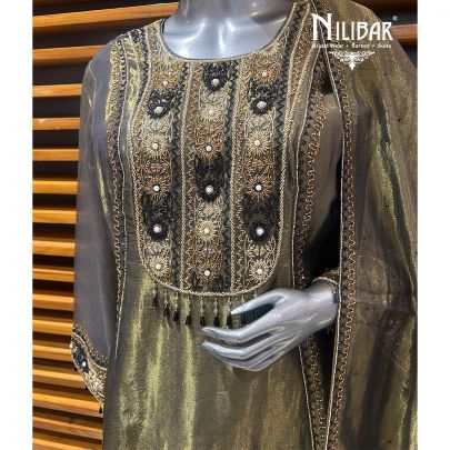 Metallic Green Lamé Silk Salwar Suit
