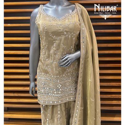 Beige Silk Salwar Suit