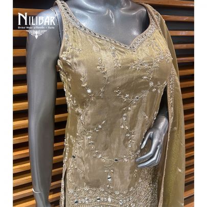 Beige Silk Salwar Suit
