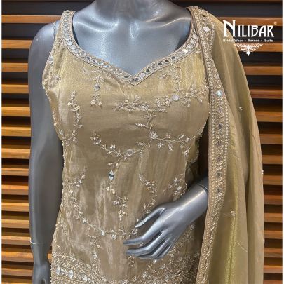 Beige Silk Salwar Suit