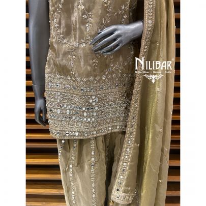 Beige Silk Salwar Suit