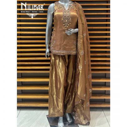 Brown Lamé Silk Salwar Suit