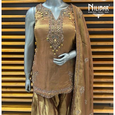 Brown Lamé Silk Salwar Suit