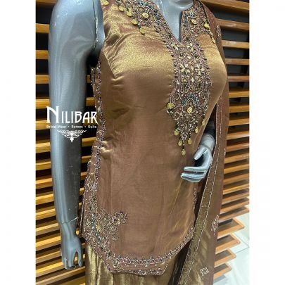 Brown Lamé Silk Salwar Suit