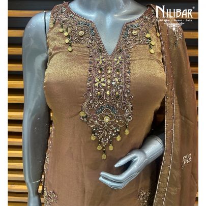 Brown Lamé Silk Salwar Suit