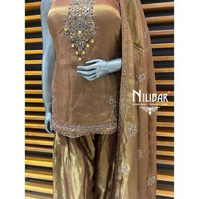 Brown Lamé Silk Salwar Suit