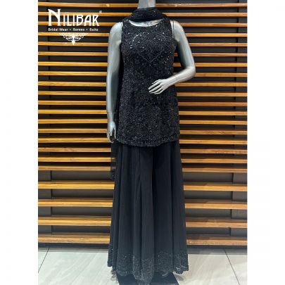 Black Net Palazzo Suit