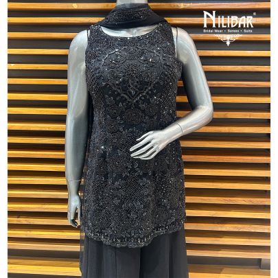 Black Net Palazzo Suit