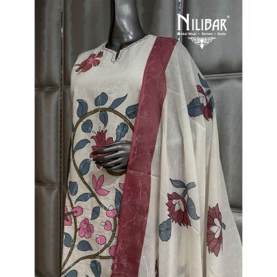 Milky White Cotton Straight Shirt Paired With Palazzo