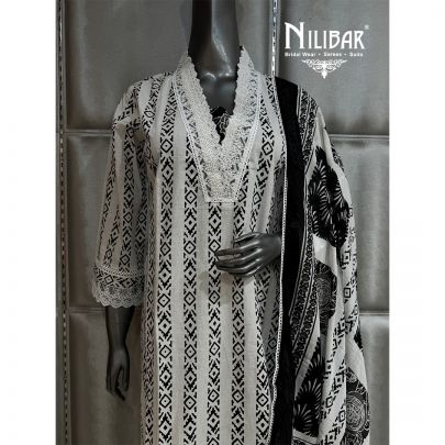 Black & White Cotton Long Printed Shirt Paired With Palazzo