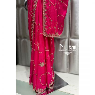 Hot Pink Chinnon Saree