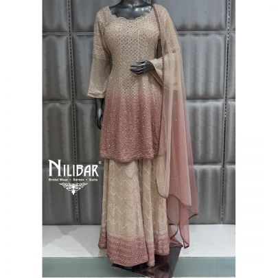 Ivory & Blush Pink Georgette Sharara Suit