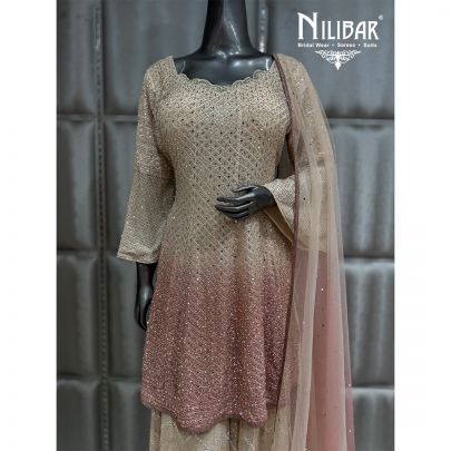Ivory & Blush Pink Georgette Sharara Suit