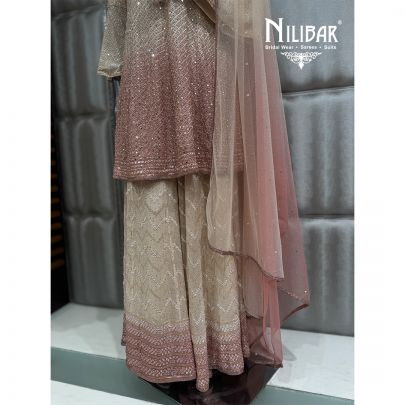 Ivory & Blush Pink Georgette Sharara Suit