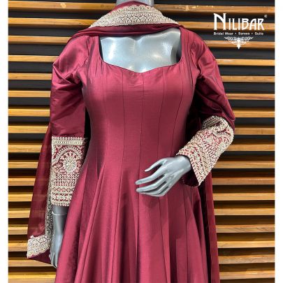 Maroon Silk Anarkali Suit
