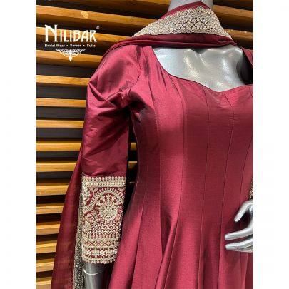 Maroon Silk Anarkali Suit