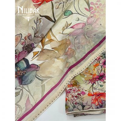Cream Crepe Unstitched Suit
